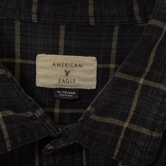 American Eagle Outfitters Blue Plaid Button Down Shirt 100% cotton - Picture 6 of 9